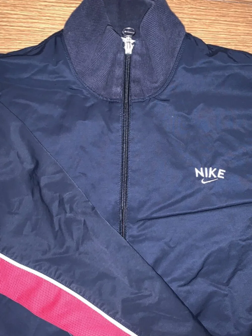 Nike Girls Youth Large 12-14 Pink Blue Cotton/Nylon Windbreaker W/ Logo VTG